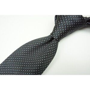 Cesare Attolini Dark Navy Blue Brown Gray Geometric Dainty Silk Tie BRAND NEW
